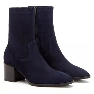AQUATALIA Womens Tilly Weatherproof Bootie Size 7 Suede‎ Ankle Boots Navy Blue